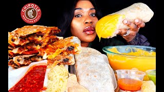 ASMR MUKBANG CHIPOTLE GIANT BURRITOS CHEESE STEAK QUESADILLA  CHEESE SAUCE  ASMR EATING ASMR FOOD [upl. by Nils]