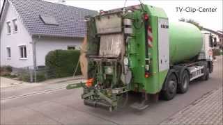 Müllabfuhr leert Mülleimer  Trommel  Garbage Truck at work in Germany [upl. by Dez]