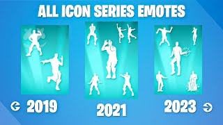 Fortnite All Icon Series Emotes amp Dances 2019  2023 [upl. by Spalding]