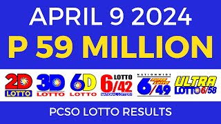 Lotto Result April 9 2024 9pm PCSO [upl. by Azmah]