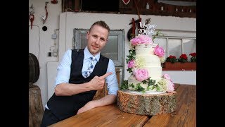 Half Naked Wedding cake  The Baking German [upl. by Aihsenal743]