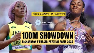 ShaCarri Richardson v ShellyAnn FraserPryce parisolympics2024 100mfinal shacarririchardson [upl. by Anitnatsnok]