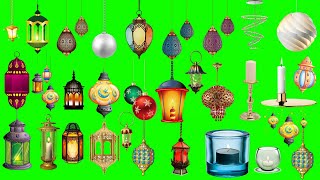 Green Screen Lantern for Islamic video  Fanoos Lights HD Vector  Green Screen 3D Lantern Vector [upl. by Publia]