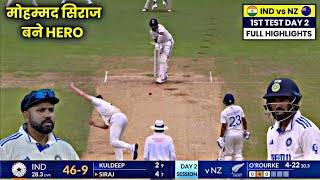 IND vs NZ Highlights 2024India vs New Zealand 1st Test Day 2 Highlights 2024Today Match Highlights [upl. by Nochur]