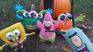 Spongebob Adventures Halloween pumpkin painting [upl. by Sulrac]