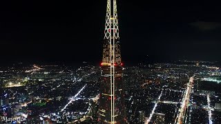 Seoul Lotte Tower Night Drone 4K © [upl. by Kenway]