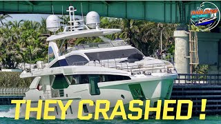 Yacht Crashes At Haulover Inlet Bridge Under Inspection [upl. by Yelahs]