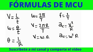 FÓRMULAS DE MCU MOVIMIENTO CIRCULAR UNIFORME [upl. by Kumagai595]