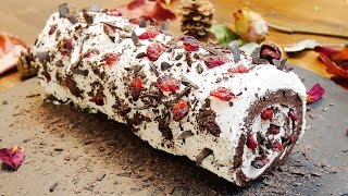 Bûche de Noël facile sans gluten sans sucre raffiné et sans lactose  dessert Noël [upl. by Affrica]