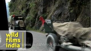 Army trucks on way to IndoChina border in Sikkim [upl. by Capps]