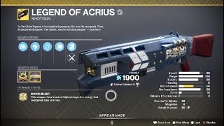 Legend of Acrius Exotic Weapon amp Catalyst – Destiny 2 [upl. by Carmelita822]