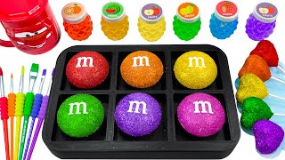 Satisfying Video  How to make Rainbow Glitter Lollipop Candy With MampM Candy Cutting ASMR [upl. by Ecnaralc944]