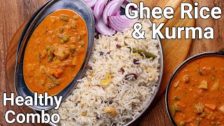 Ghee Rice amp Red Coloured Veg Kurma Combo Meal Recipe  Wedding Catering Style  Nei Choru Kurma [upl. by Meikah]