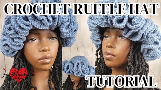 Crochet Ruffle Hat tutorial  Beginner Friendly [upl. by Atyekram564]