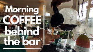 POV  Barista brewing morning coffee for customer [upl. by Eckblad]