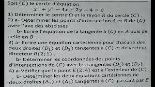 Le produit scalairele cercle et la droite dans le plan  exercice [upl. by Violette]