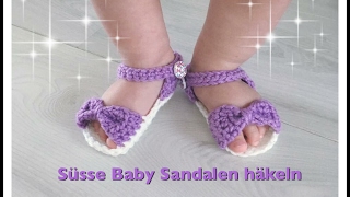 EINFACHE Baby Sandalen häkeln  Babyschuhe häkeln 03 Monate 36 Monate 612 Monate [upl. by Fantasia]