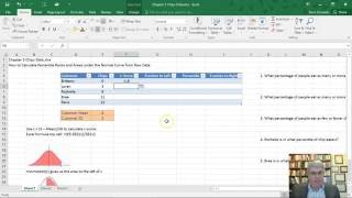 How to Calculate Percentile Ranks and Areas Under the Normal Curve Excel 2016 for Windows [upl. by Eenafets773]