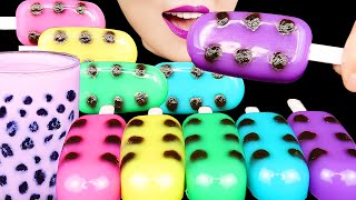 ASMR RAINBOW FOOD HOMEMADE TAPIOCA BOBA PEARLS POPSICLE JELLO BUBBLE TEA CANDY EATING SOUNDS 먹방 [upl. by Nwadahs]