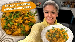 The easiest curry  POTATO CHICKPEA SPINACH curry  Healthy and Delicious and ready in 30 minutes [upl. by Niram]