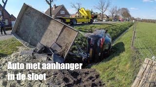 4K BERGING  AUTO MET AANHANGER IN DE SLOOT [upl. by Snowber]