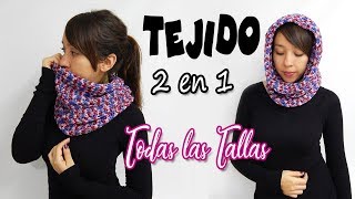 CUELLO y CAPUCHA 2 en 1 Tejido a Crochet TODAS LAS TALLAS muy fácil  Moda Crochet Maritza [upl. by Chappell623]