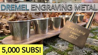 How I Engrave Metal with a Dremel LockPickingLawyer  Shot Glasses [upl. by Ynnaej775]