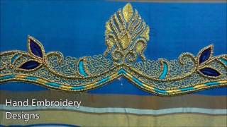 hand embroidery tutorial for beginners hand embroidery designs maggam work blouse designs [upl. by Ahsinnod]