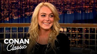 Lindsay Lohan Explains Why She Went Blonde  Late Night with Conan O’Brien [upl. by Nonnahs]