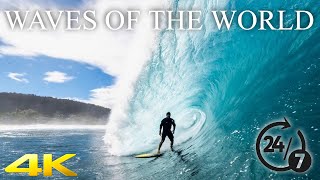 🔴4K ASMR 247 Waves Of The World  Tahiti And Hawaii  With Relaxing Music☑️ [upl. by Siladnerb]