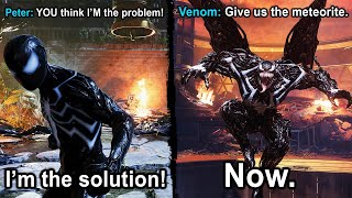 SpiderMan 2  Every Venom amp Peters Black Symbiote Suit Voice Line  Dialogue by Tony Todd [upl. by Sachiko669]