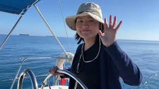 Chaewon’s Larnaca Vlog  putting down the sail and holding the wheel on a yacht [upl. by Marigolde]