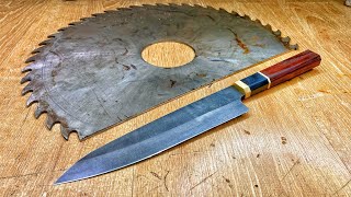 Making a Japanese Kitchen Knife from A Saw DIY [upl. by Toney]