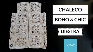 CHALECO A CROCHET CON GRANNY SQUARE  DIESTRA  CHIC DIY [upl. by Fadden]