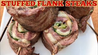 Grilled Stuffed Flank Steak With Asparagus and Carrots  Steak Recipe [upl. by Nnylav210]