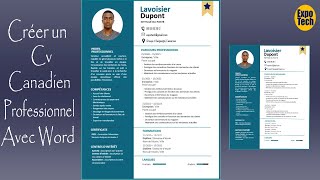 Créer un CV Canadien Professionnel avec Word [upl. by Akfir]