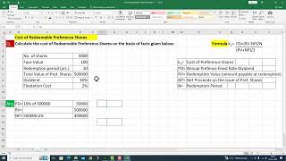 Cost of Redeemable Preference Shares 1 [upl. by Galang]