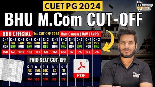 BHU CUET PG MCom1st Official CUTOFF 2024  bhu mcom official cutoff 2024  bhu official pg mcom [upl. by Settle]