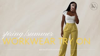 Spring WorkWear Try on haul pt 2  Kiras Fashion Finds [upl. by Ahsekal605]