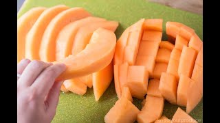 How to Cut a Cantaloupe  Melon balls melon wedges melon chunks and melon bowls [upl. by Poulter]