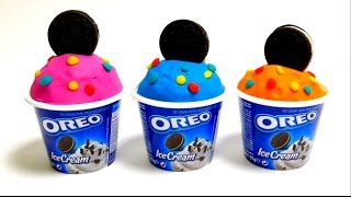 PlayDoh Oreo Ice Cream Cups with Surprise Egg Toys [upl. by Jermaine]