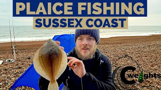 PLAICE Fishing in January  3 species of flatfish  Sea Fishing UK Sussex [upl. by Ardnnek]