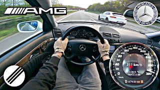 MercedesBenz E63 AMG W211 TOP SPEED DRIVE ON GERMAN AUTOBAHN 🏎 [upl. by Stag546]