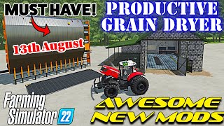 CRACKING Grain Dryer NEW MASSEY AND MORE  FS22 CONSOLE MOD REVIEW [upl. by Cavill647]