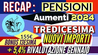 RECAP 📌 PENSIONI DIFFERENZE AUMENTI GENNAIO e DICEMBRE NUOVI IMPORTI TREDICESIMA BONUS 155 [upl. by Maximilian]