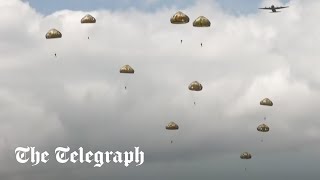 In full Armed Forces reenact parachute drop in Normandy  Dday [upl. by Ellis]