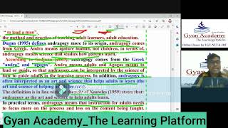 Concept of Andragogy in Education Meaning PrinciplesGyanAcademyTheLearningPlatform [upl. by Leonerd]