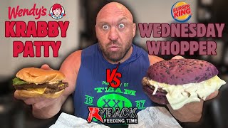 Wendy’s Krabby Patty Vs Burger King Adam’s Family Wednesday Whopper [upl. by Nauqel926]