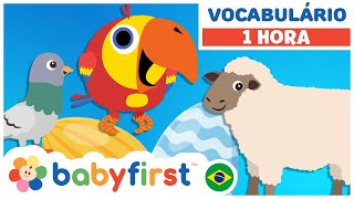 Desenhos Educativos para Crianças  aprender animais  ovos surpresa com Larry  BabyFirst Brasil [upl. by Binette]