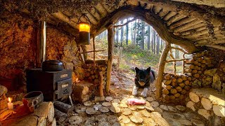 3 DAYS Solo CAMPING in the Wilderness  Building BUSHCRAFT Warm SURVIVAL SHELTER  Cooking ASMR [upl. by Garwin]